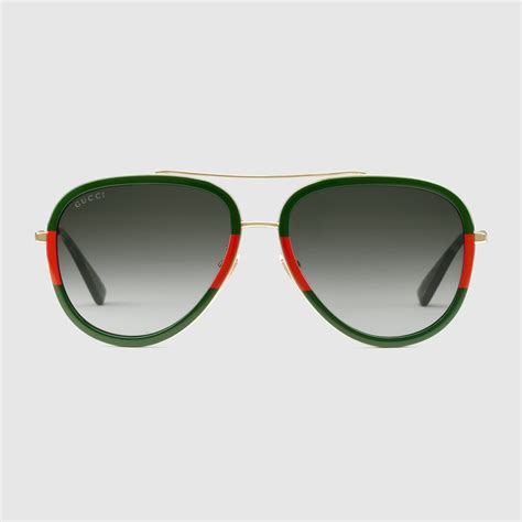 aviator metal glasses with web gucci|Gucci web aviator sunglasses.